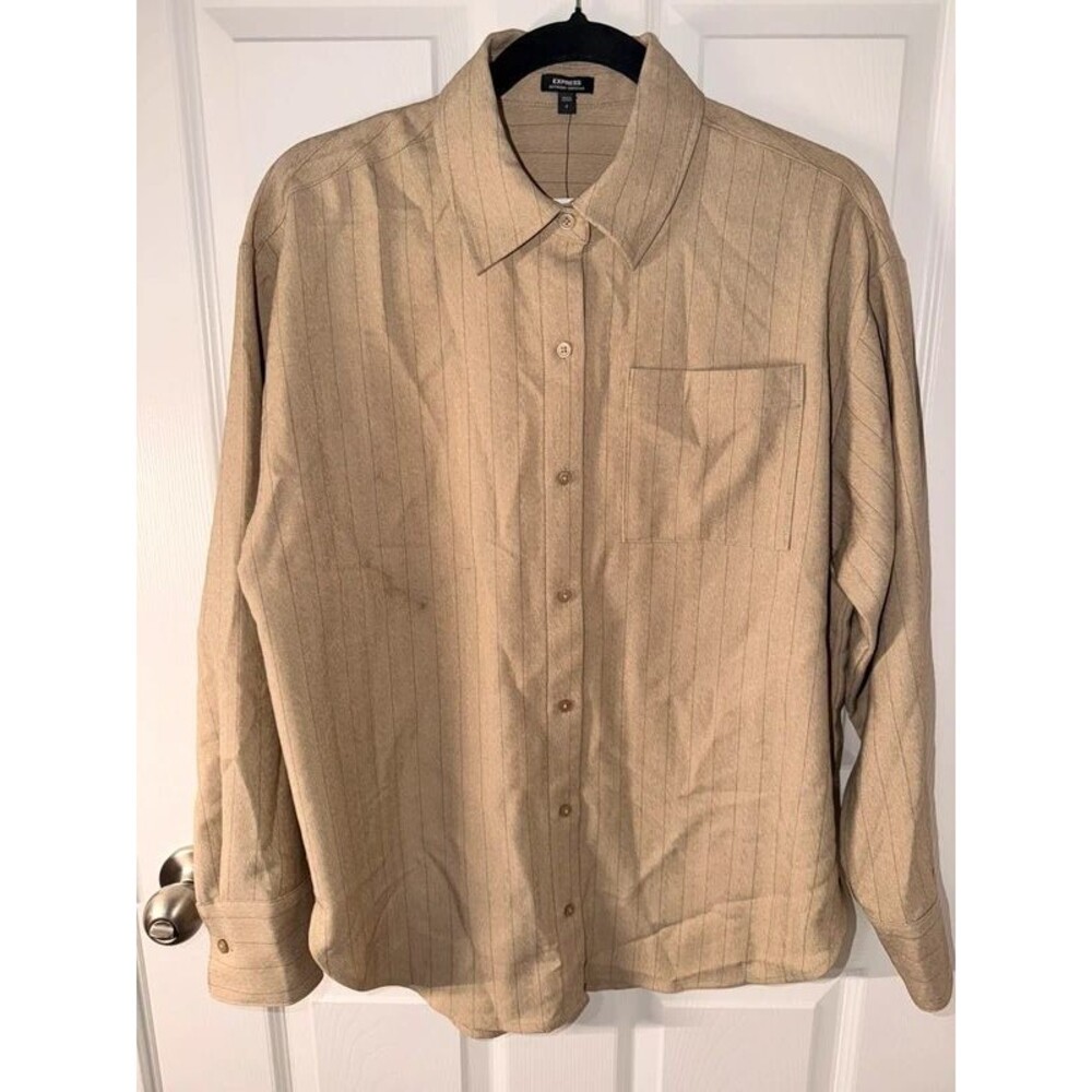 Tan and Cream pinstripe button shirt